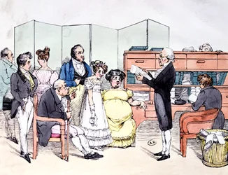 "Tack vare hemgiften", läser ett äktenskapskontrakt på advokatkontoret, ca 1830